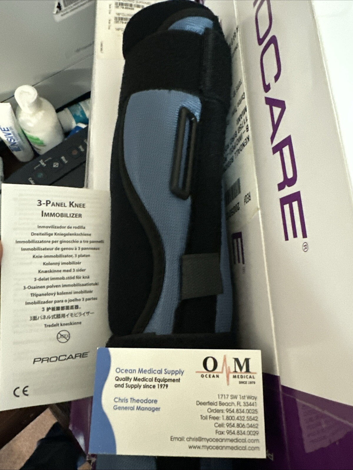 PROCARE 79-80420 3 Panel 16” Universal Knee Splint Immobilizer LEFT/RIGHT Leg.