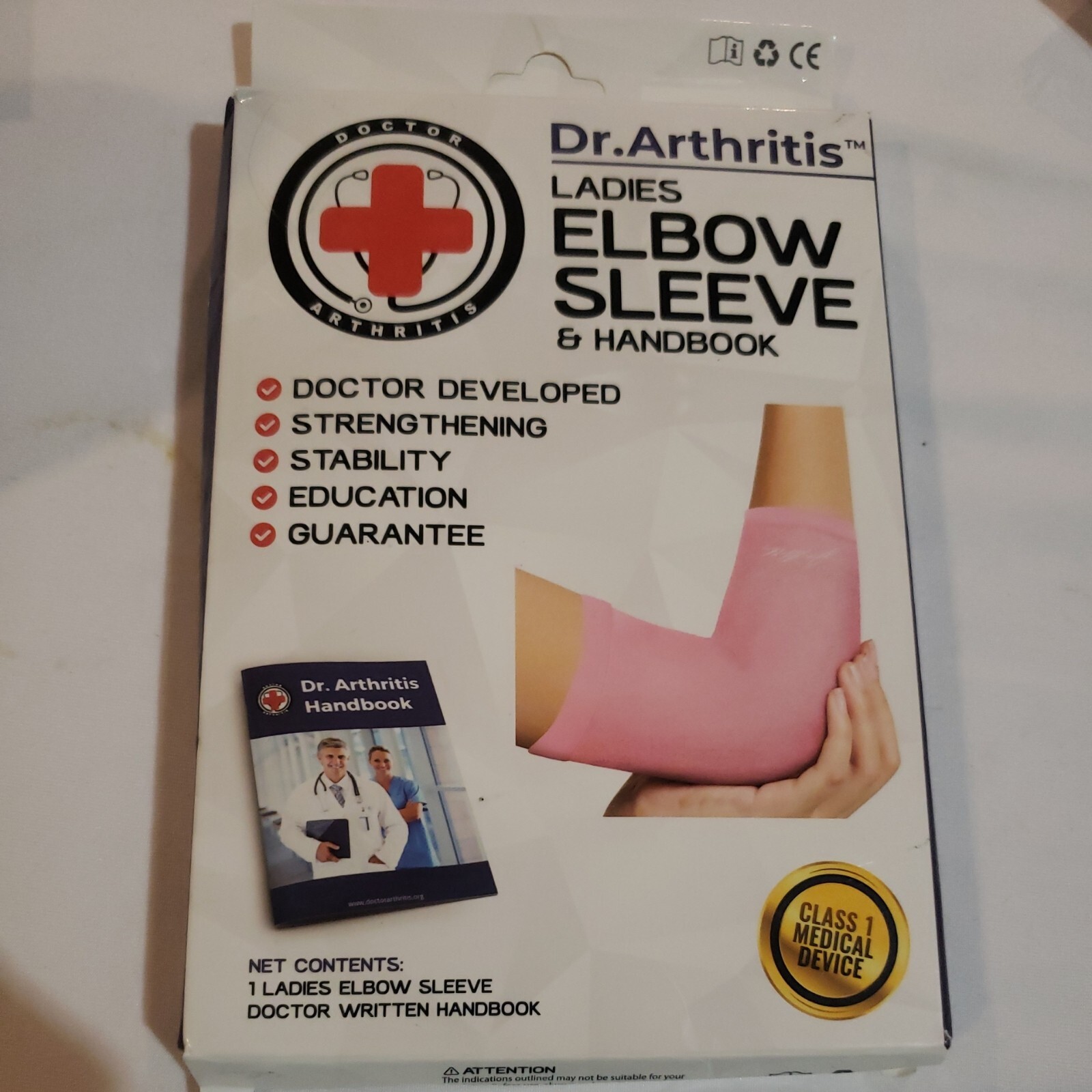 Doctor Developed Ladies Pink Elbow Compression Sleeve for Women One Size