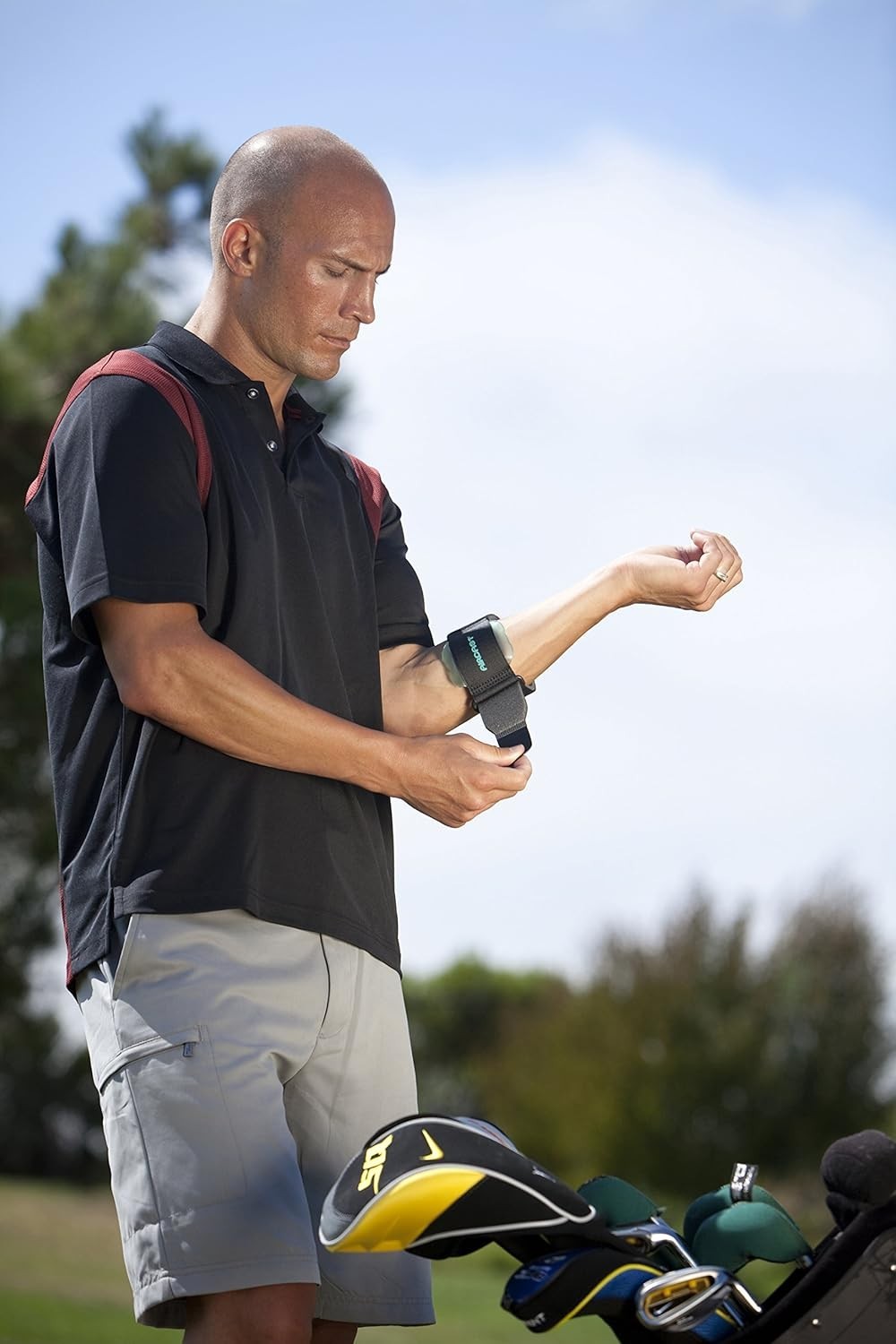 Pneumatic Armband: Tennis/Golfers Elbow Support Strap, Black