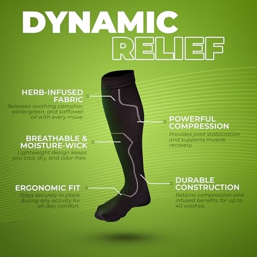 Herb-Infused Knee High Compression Socks for Men & Large/X-Large – Pack of 1