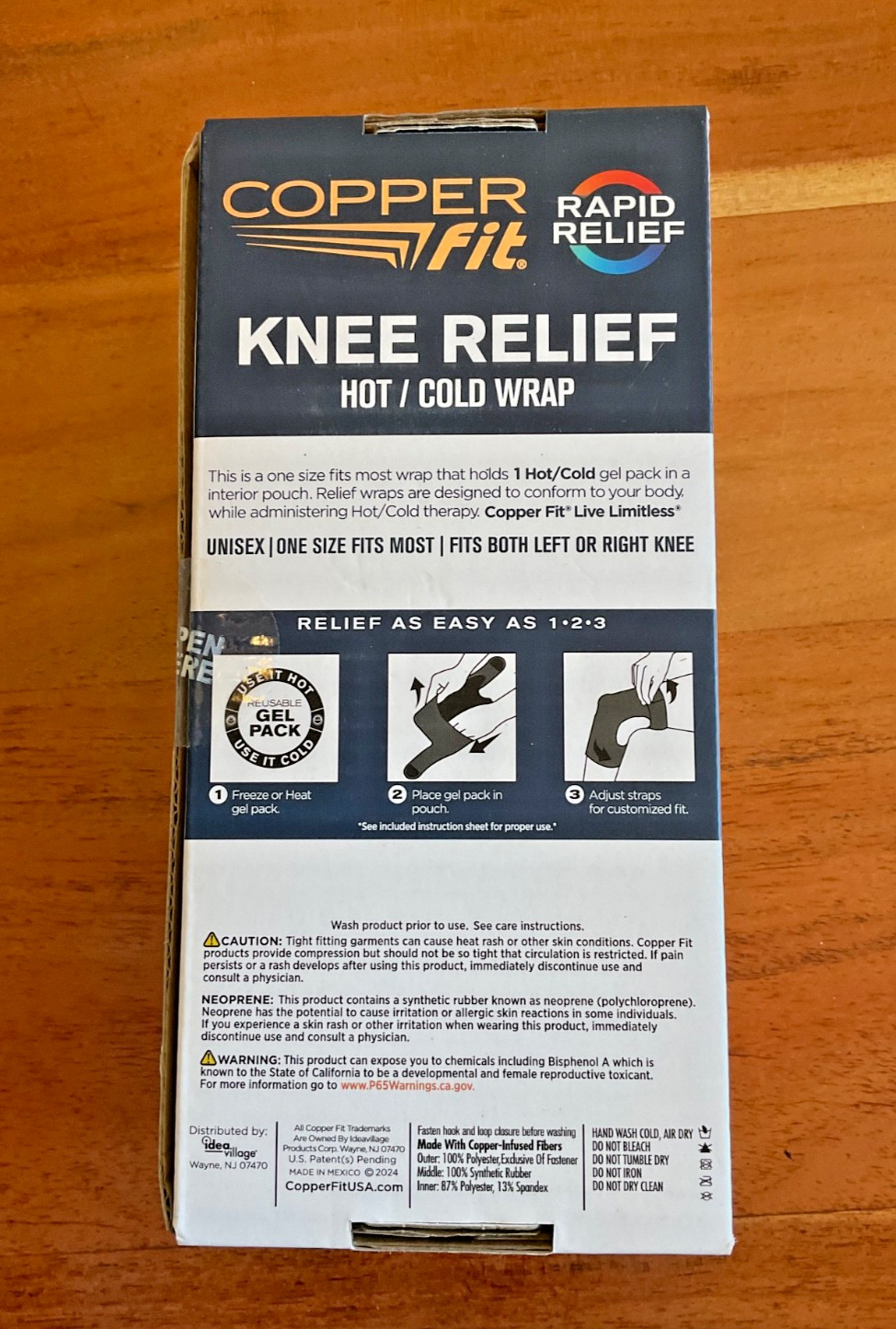 Copper Fit Rapid Relief Knee Wrap with Hot Cold Gel Pack Adjustable