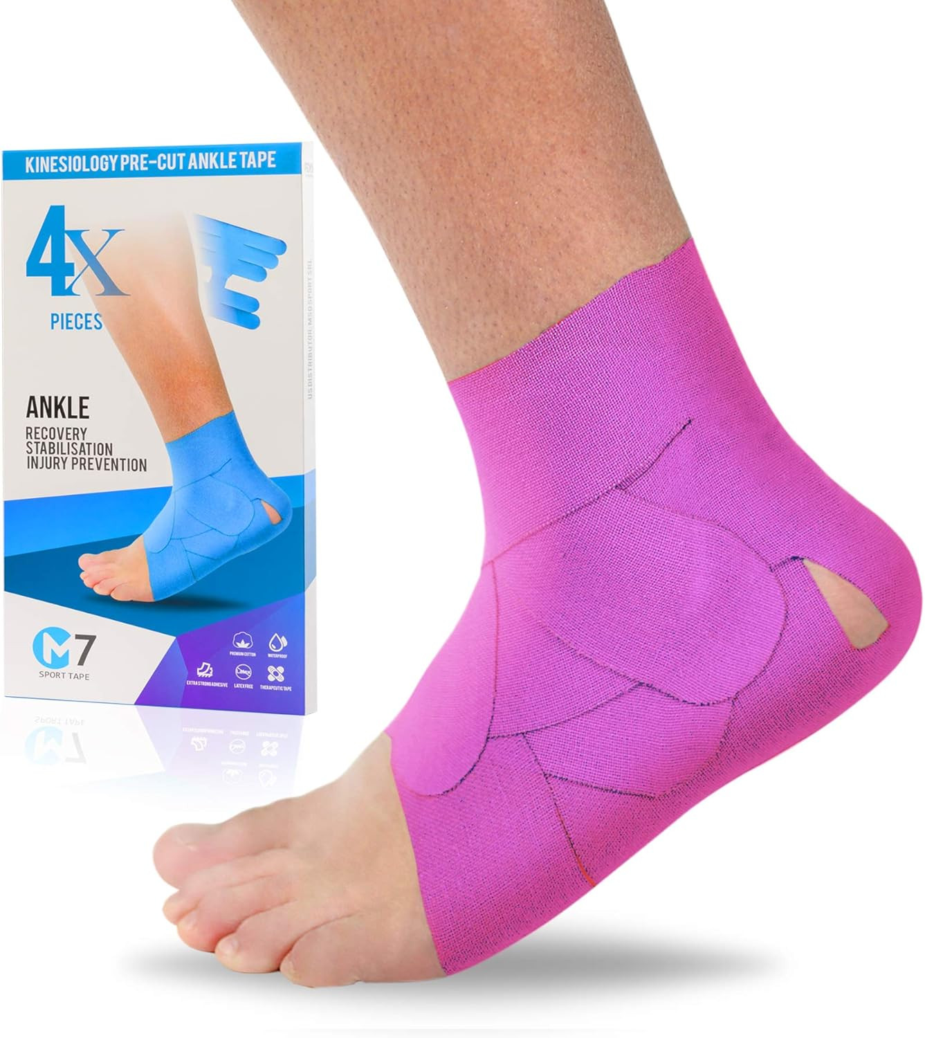 M7 Sport Kinesiology Tape for Ankle Sprain and Stability, Kt Tape for Ankle, Pai
