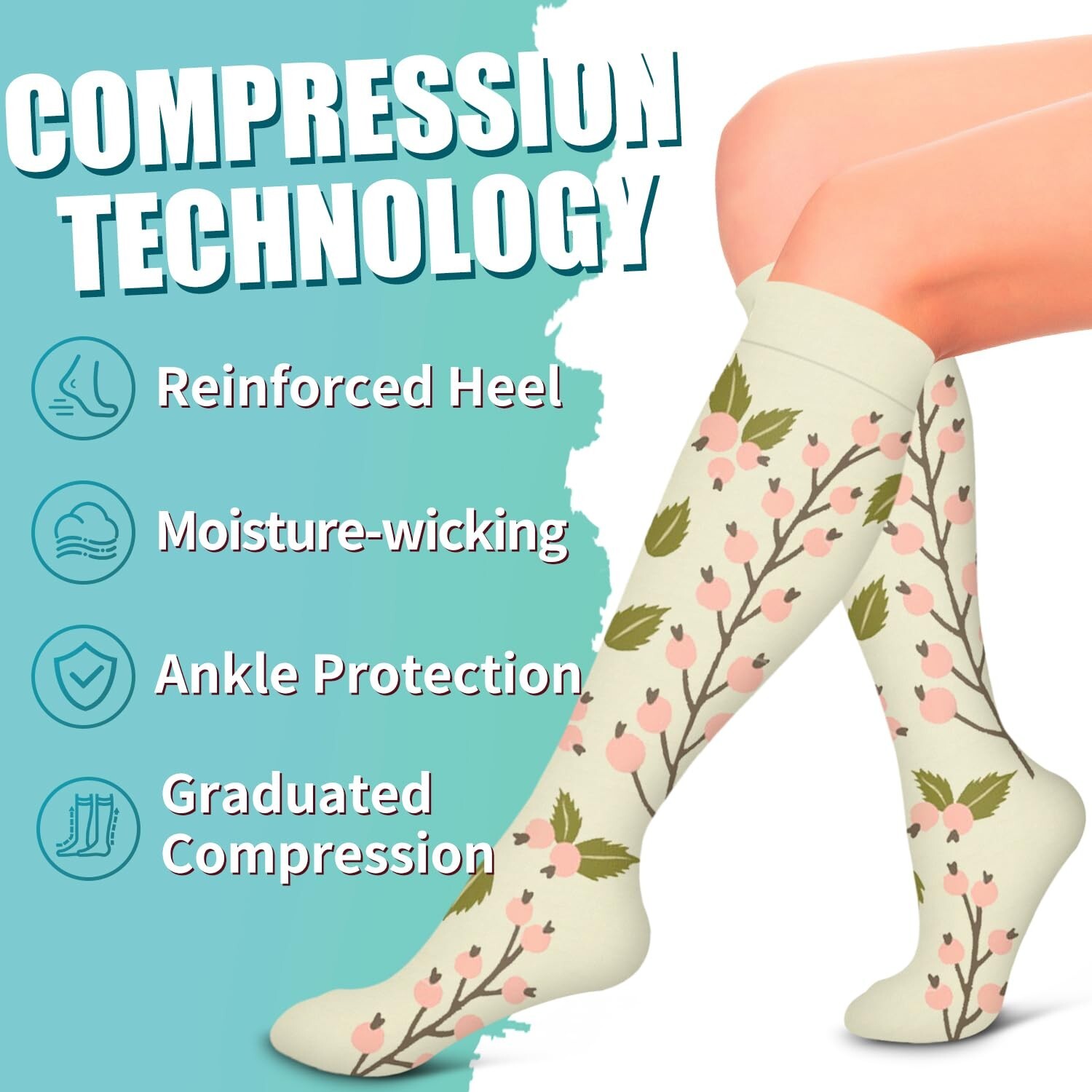 Laite Hebe Compression Socks for Women & Men Circulation(6 pairs)-Graduated S…