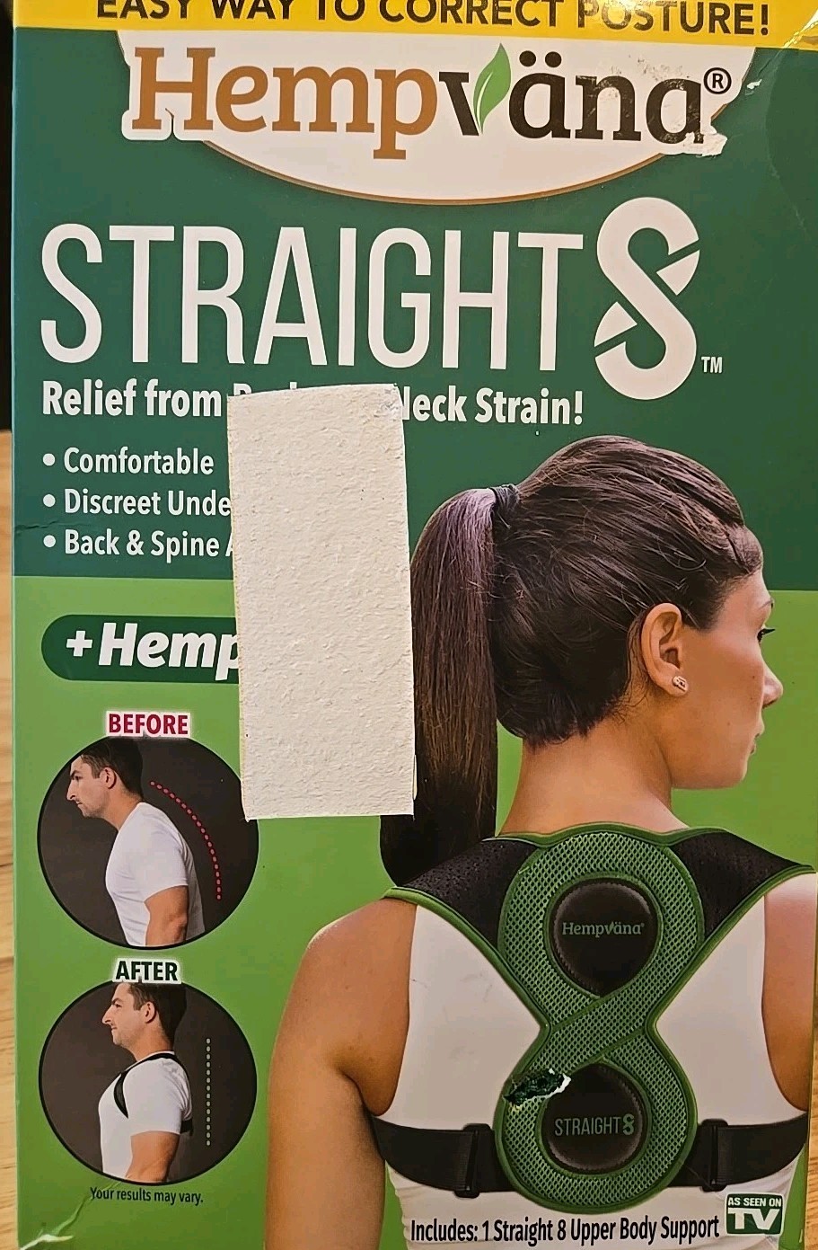 Hempvana Straight8 Fully Adjustable Posture Corrector(Damage Box Never Used)