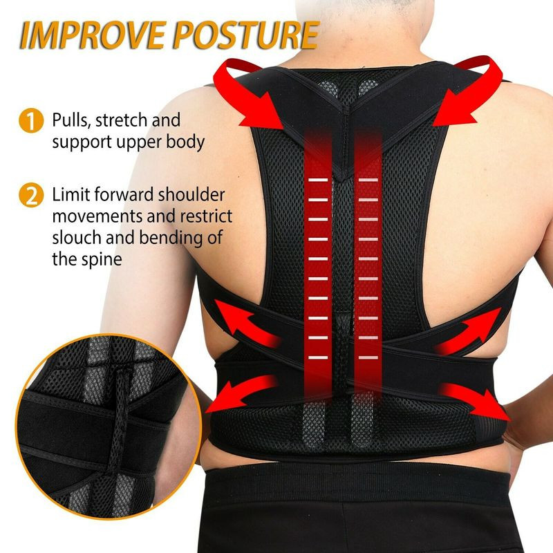 Back Brace Posture Corrector Full Back Support Belts for Upper and Lower Soft US