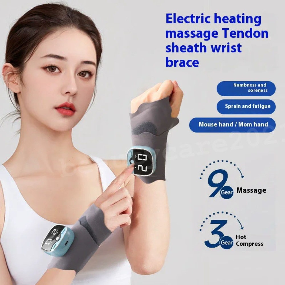 Electric Heating Wrist Massager 3 Levels Hot Compress Massage Wrist Guard Band