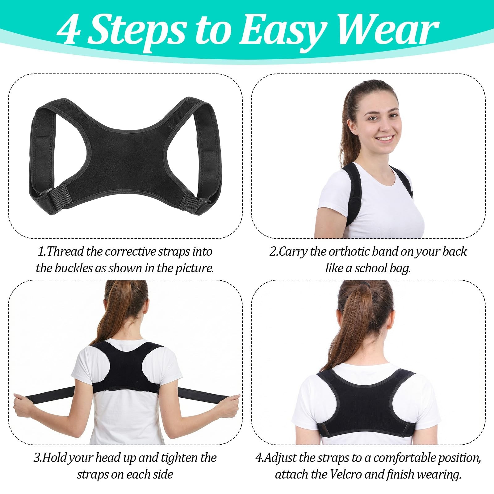 Posture Corrector Adjustable Comfortable Back Brace Lightweight