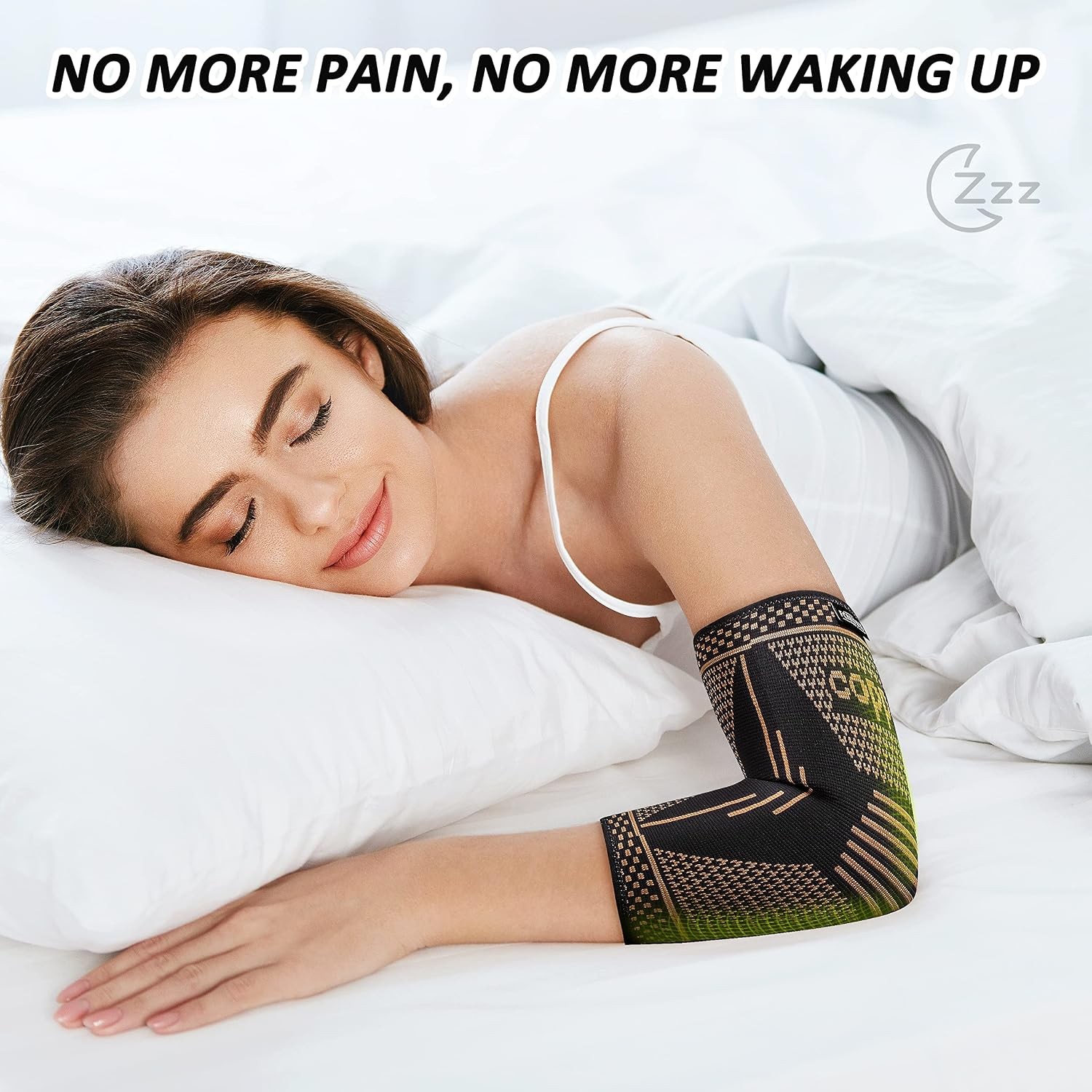 Copper Elbow Brace Compression Sleeves for Pain Relief Men Women, Arm Support Fo