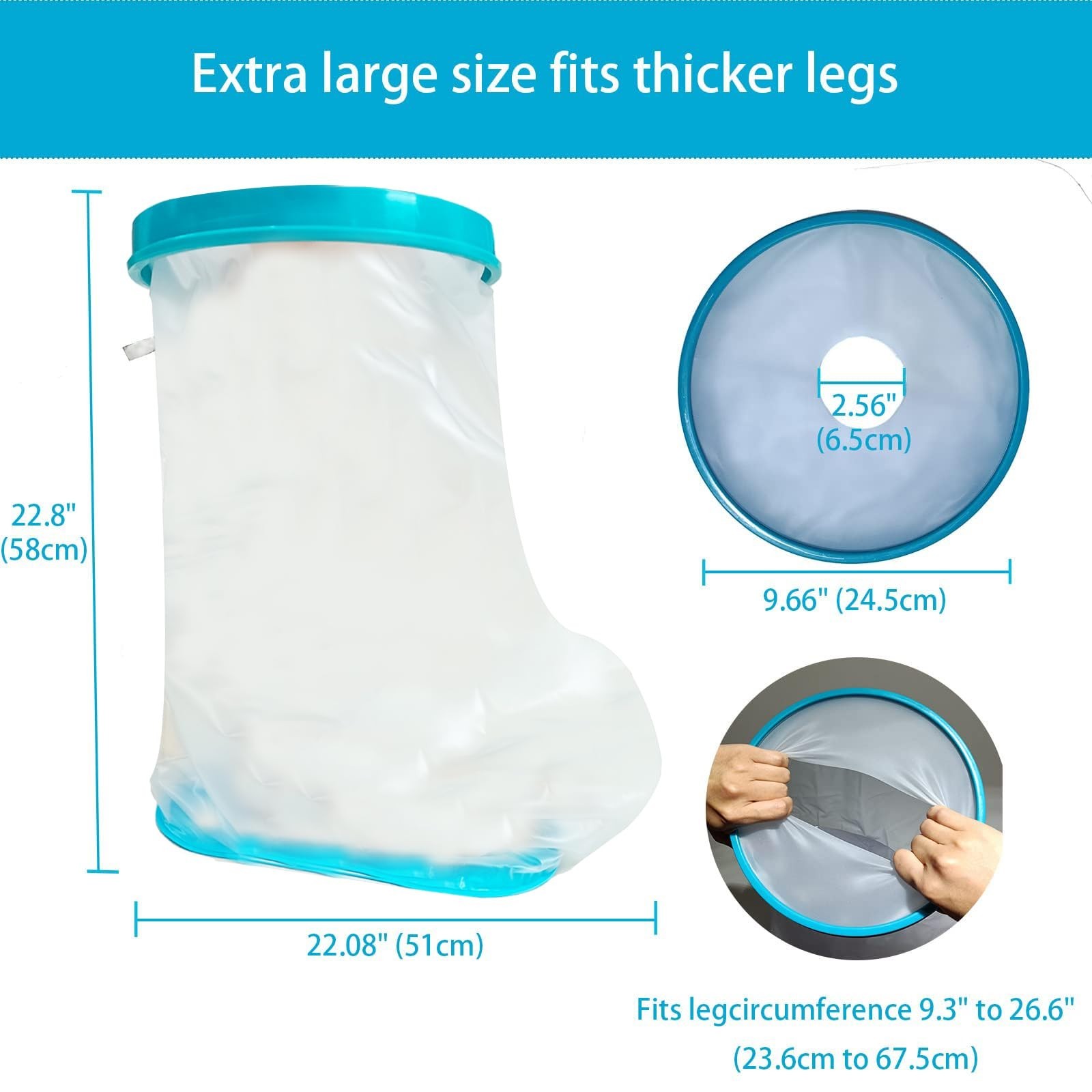 Non-Slip Extra Wide Waterproof Leg Cast Cover for Shower, Reusable XL Protector