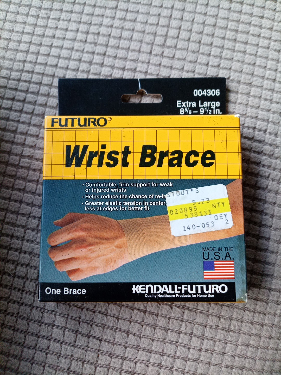 Futuro Wrist Brace ExtrLarge 5 5/8 – 9 1/2 Dual Tension Rubber Elastic 1994