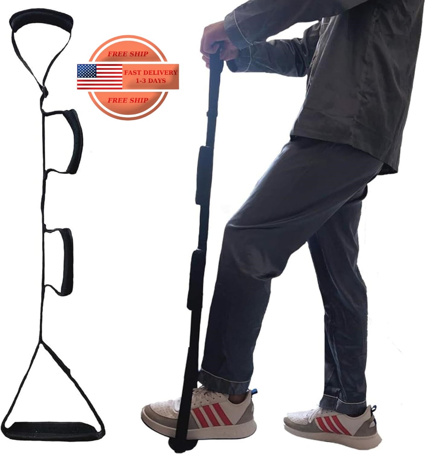 Correa para levantar piernas largas – 35-44 pulgadas, ajustable múltiples bucles