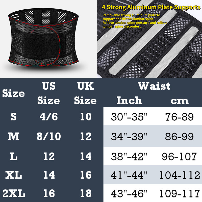 Men Copper Back Pro Compression Belt Adjustable Lower Lumbar Back Brace Support