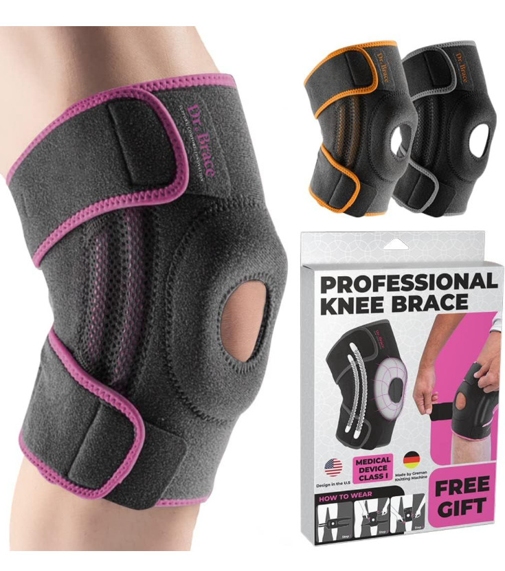DR. BRACE ELITE Knee Brace with Side Stabilizers & Patella Gel Pads LARGE (D)