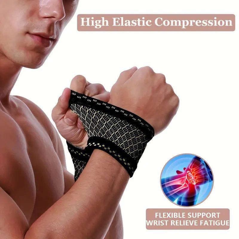 4pcs Copper Wrist Compression Sleeve Compression Wrist Brace Wrist Support Wrap+