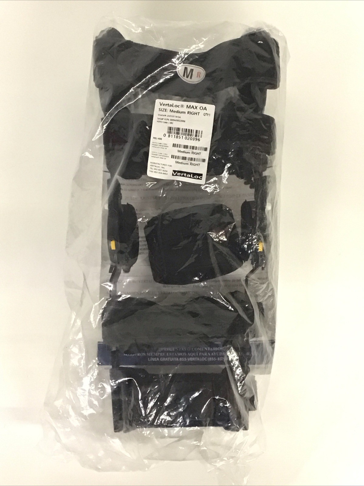 VertaLoc MAX OA Hinged Knee Brace Medium Right Adjustable NEW
