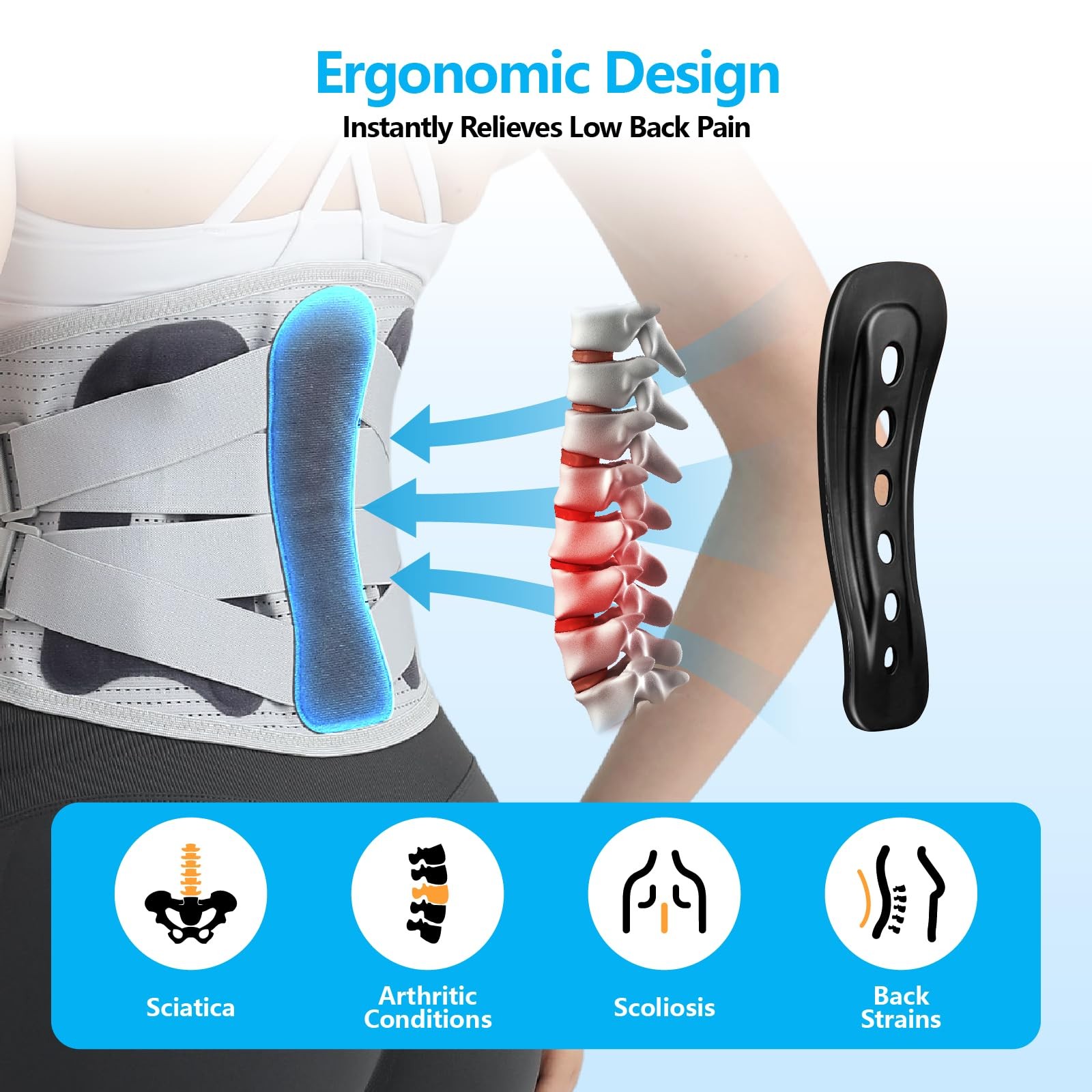 Soporte Lumbar BLACKYEW Tejido 3D Para Levantamiento Y Buena Postura