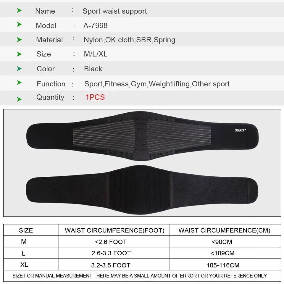 Lower Back Support Brace Lumbar Waist Belt Double Pull Breathable Belt Men Women