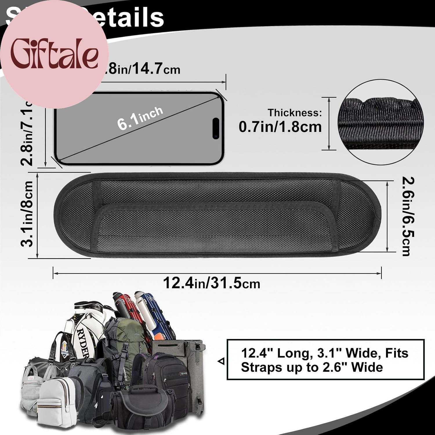 2 Pack Breathable Universal Shoulder Pad, 3D Cushion Air Backpack Strap Pads, fo