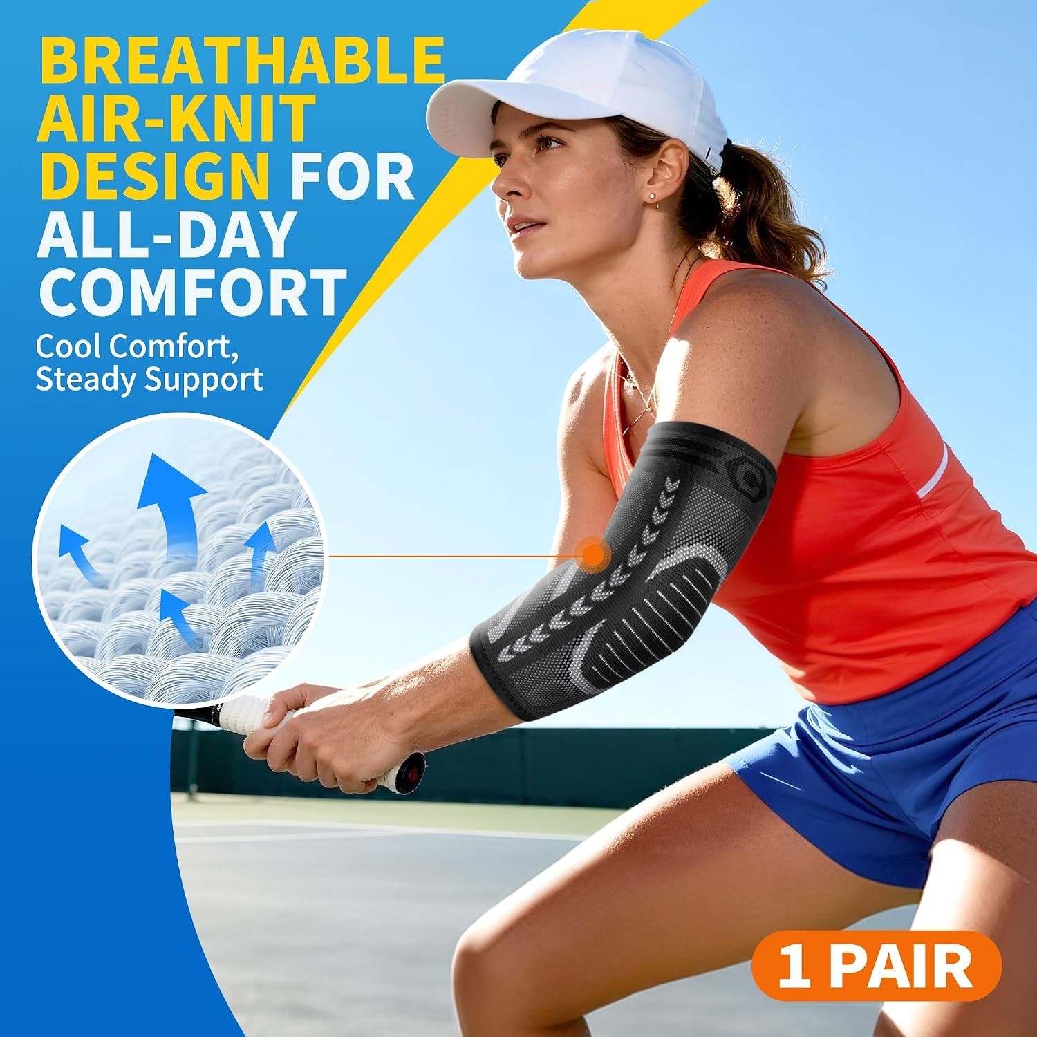 Elbow Brace 2 Pack Compression Sleeve for Workout, Fitness, and Weightlifting