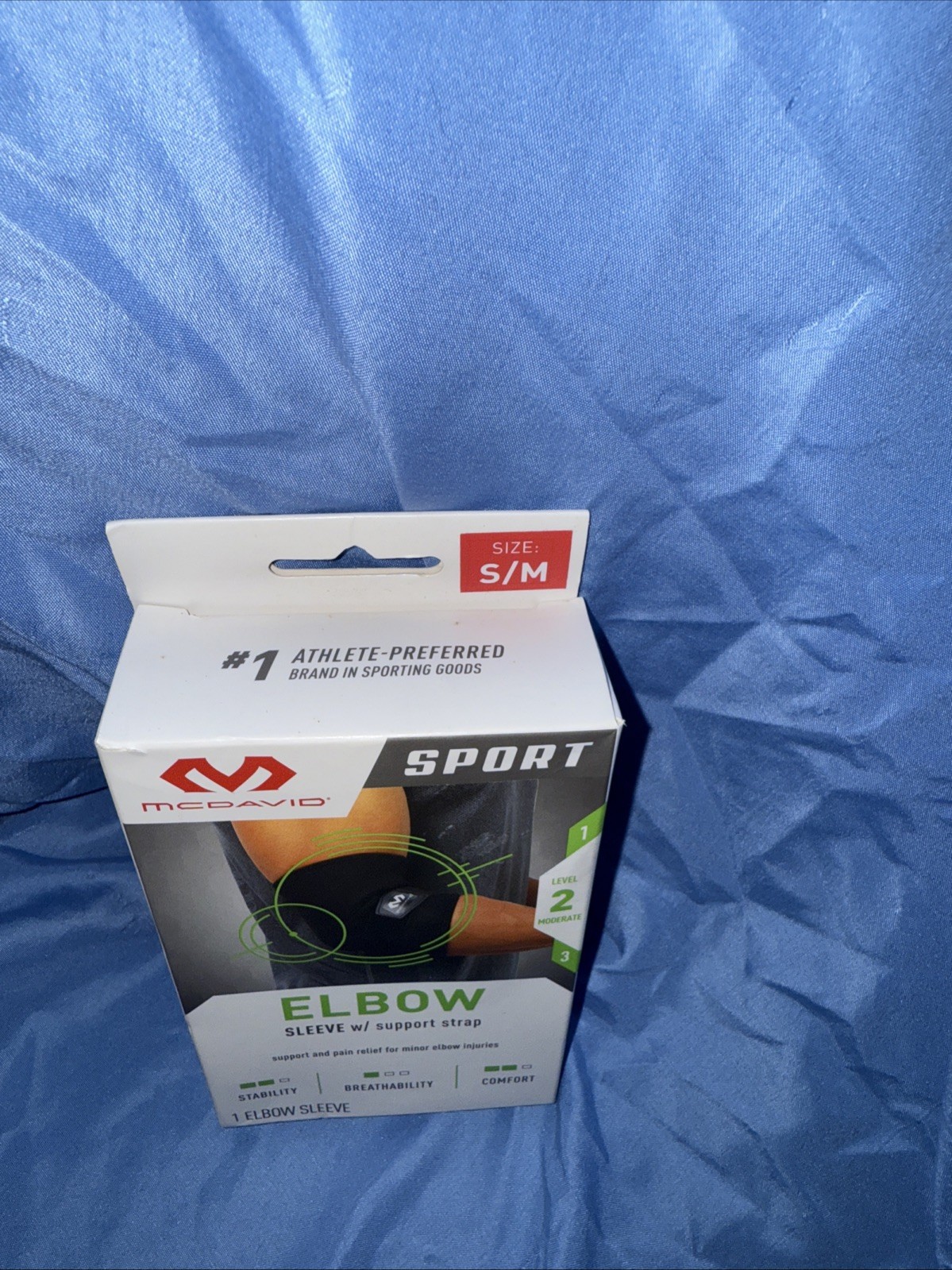 BRAND NEW McDavid Sport Elbow Compression Knit Sleeve w/ Support Strap S/M BLACK