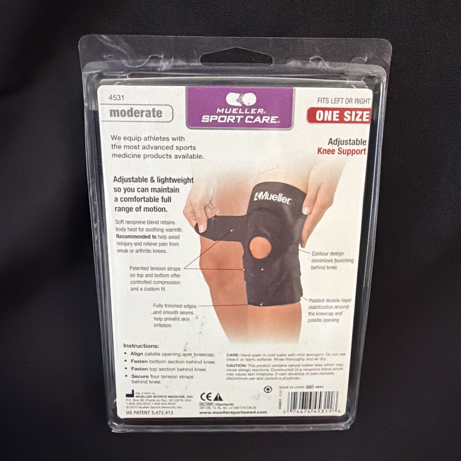 MUELLER Knee Support Sleeve Brace Adjustable, Sports Medicine, Fitness
