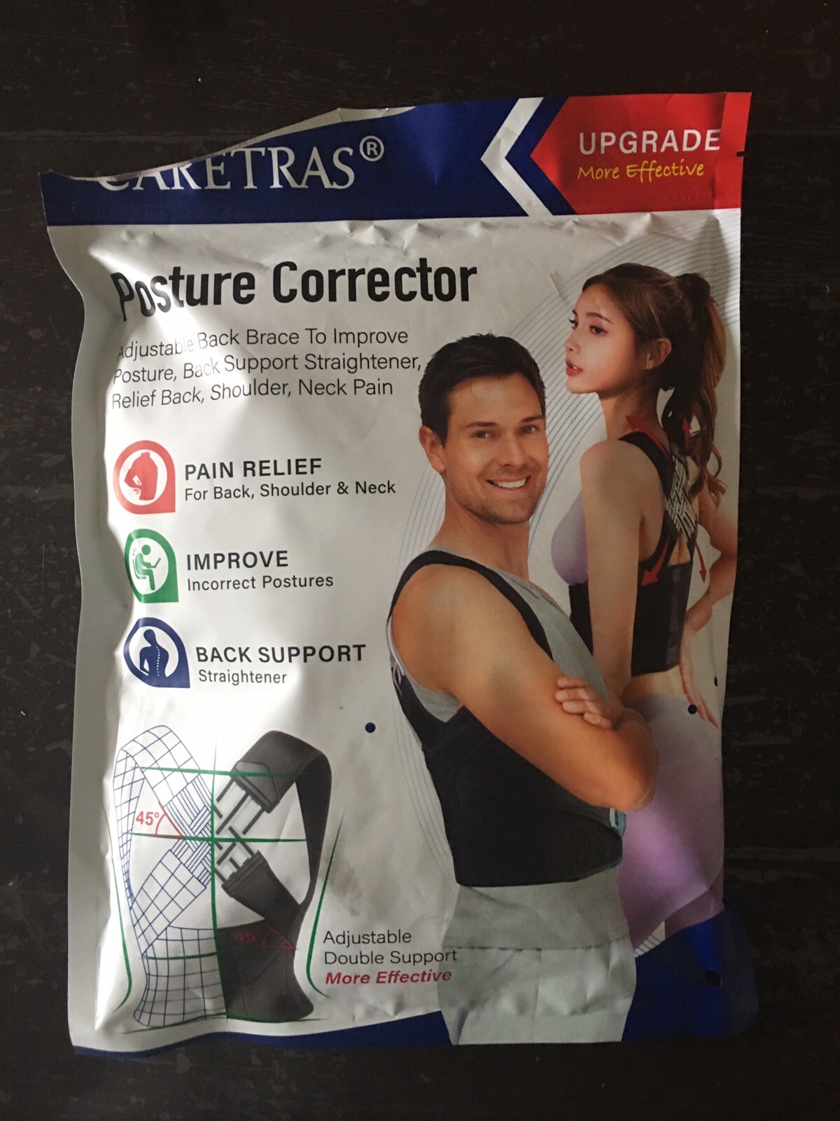 Posture Corrector Back Brace Adjustable Lumbar Support Size L Caretras Relief