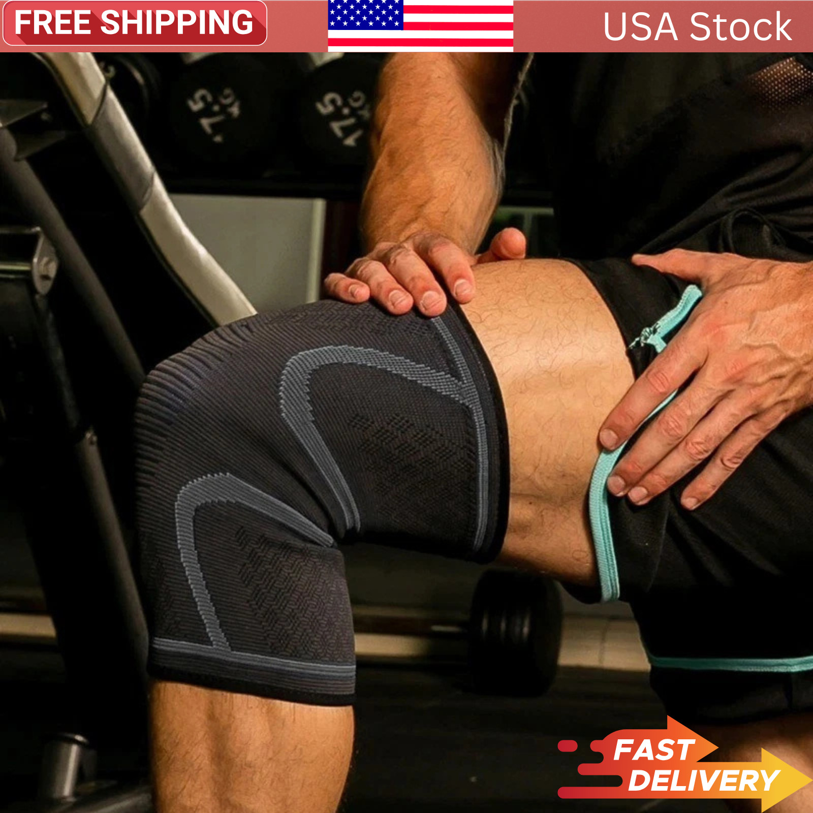 2 Pack Knee Compression Sleeves Brace Support for Men Women Arthritis Running