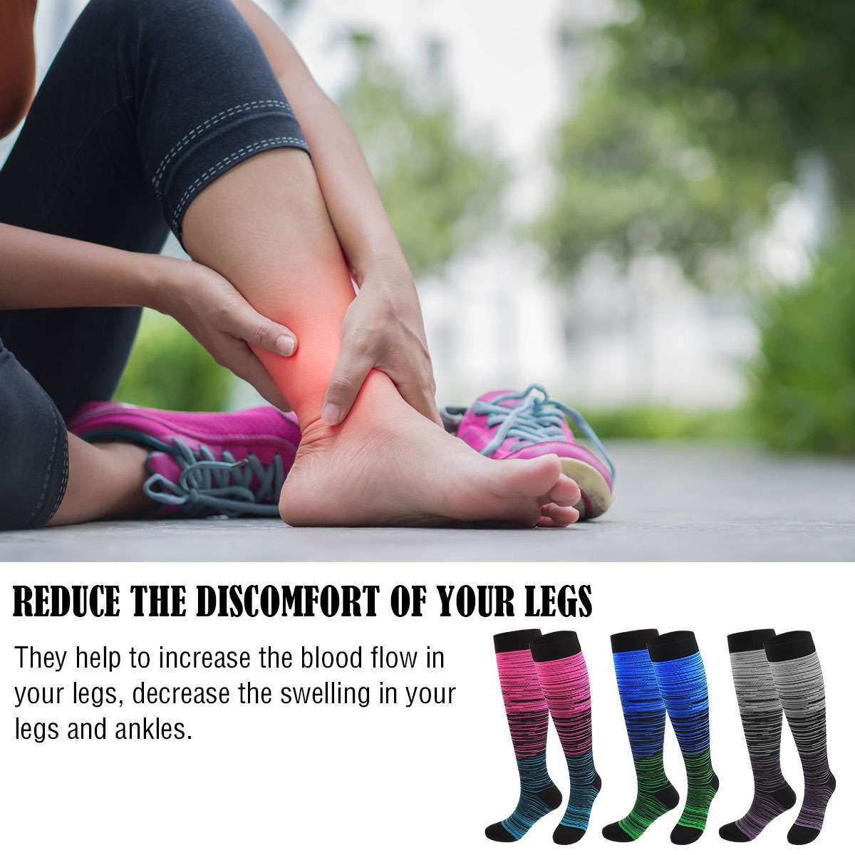 Plus Size Compression Socks Wide Calf Compression Socks for Women Men 20-30 mmHg