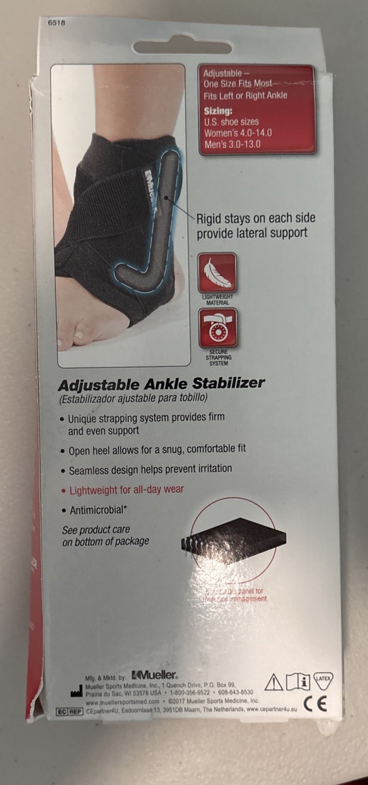 Ankle Stabilizer Mueller Fits Left or Right Ankle One Size Fits Most – 1 Piece