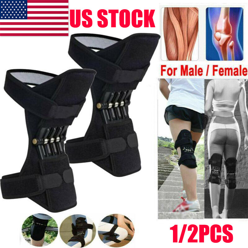 1 Pair Knee pads Support Brace Booster Pad Squat Sport Power Spring Force Joint