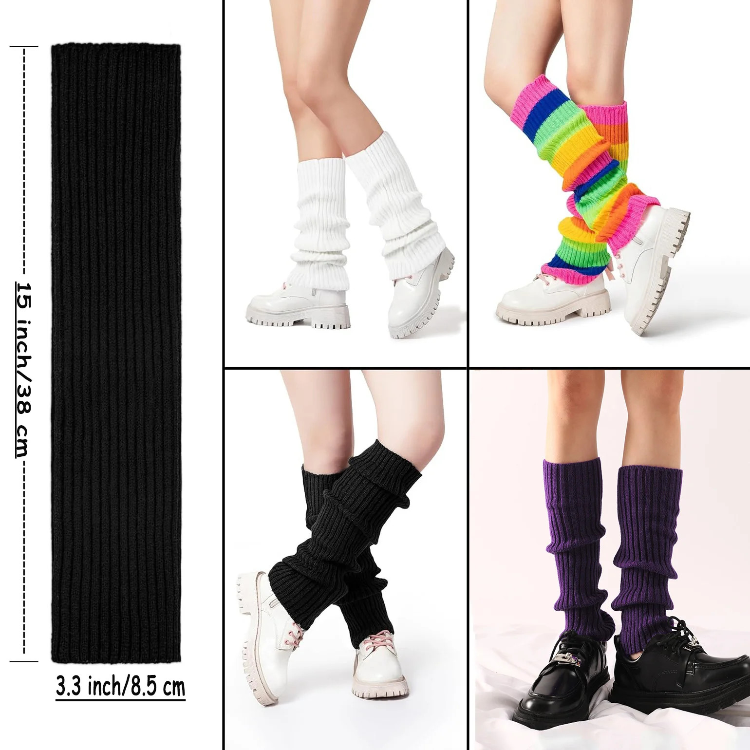 Leg Warmers for Women – Leg Warmers Ribbed Knitted Long Socks for Party Sports