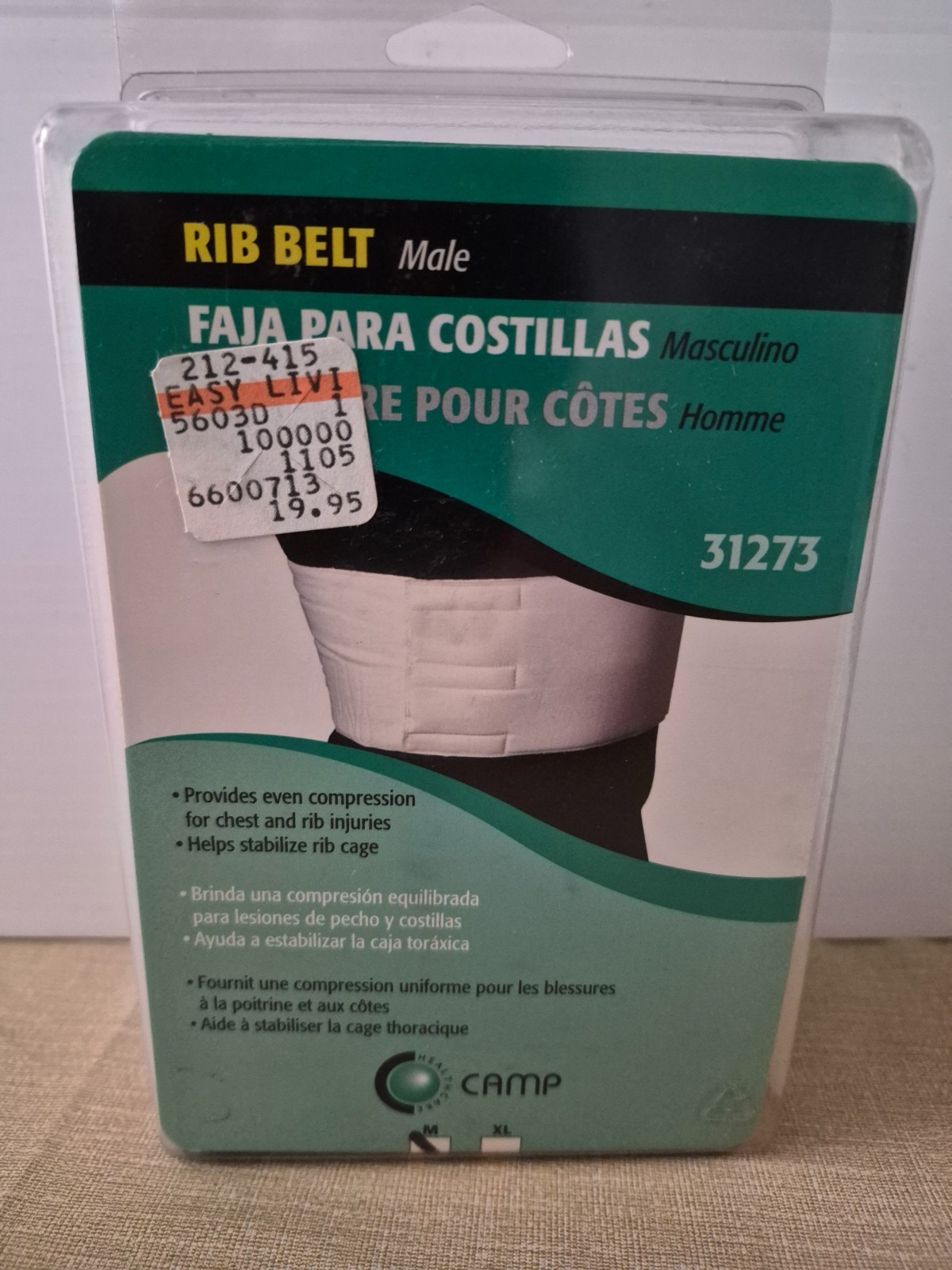 CAMP HEALTHCARE Extra Large Men’s / Male Elastic Compression Rib Belt