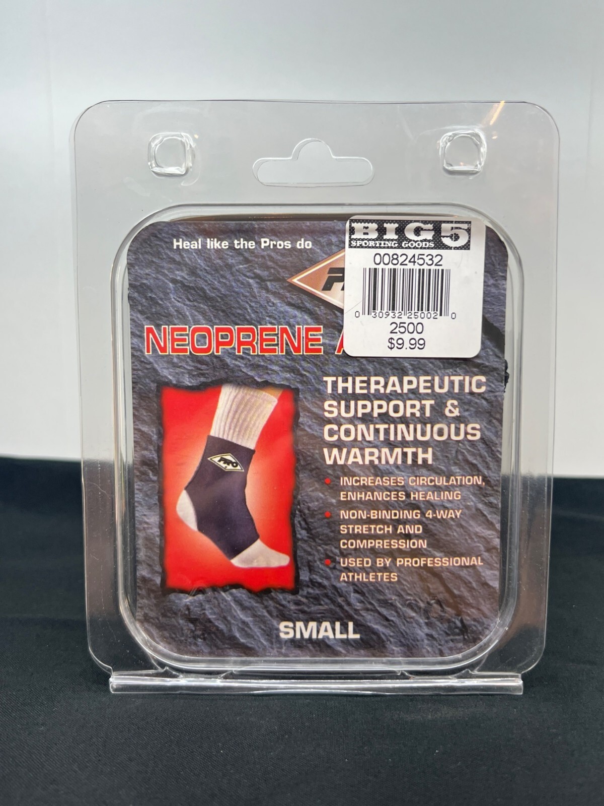 Pro Neoprene Ankle Support Small Therapeutic Warmth & Compression Non-Binding 4-