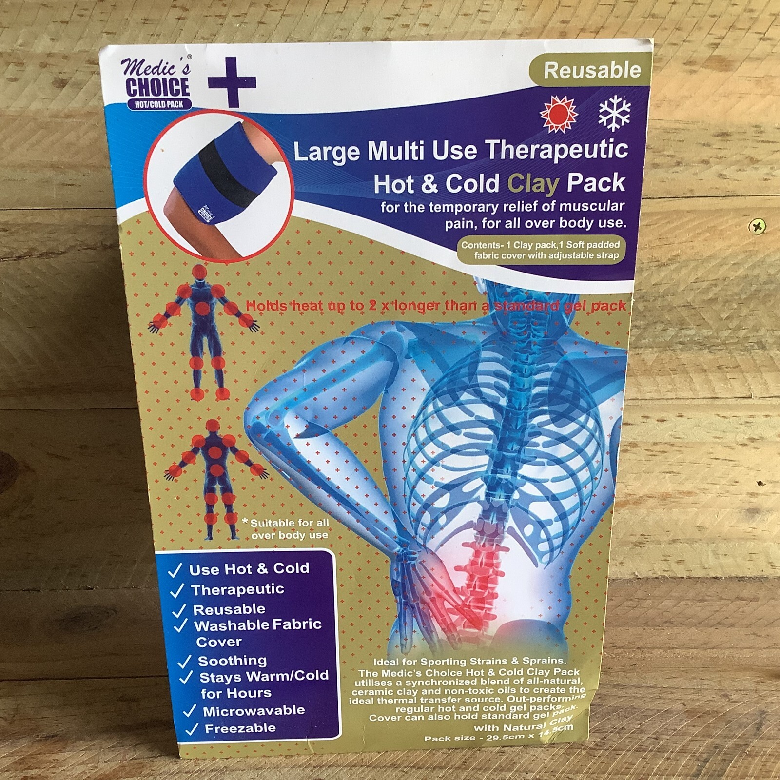 MEDIC’S CHOICE LARGE MULTI USE THERAPEUTIC CLAY PACK – HOT AND COLD USE