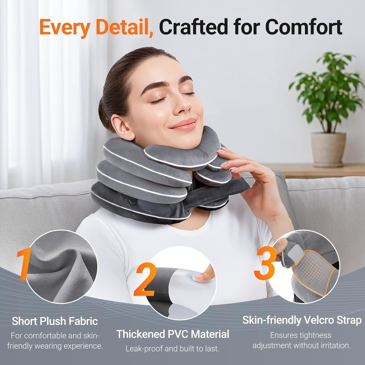 3-Layer Inflatable Neck Stretcher for Pain Relief – Custom Fit 11.4-14.0 in