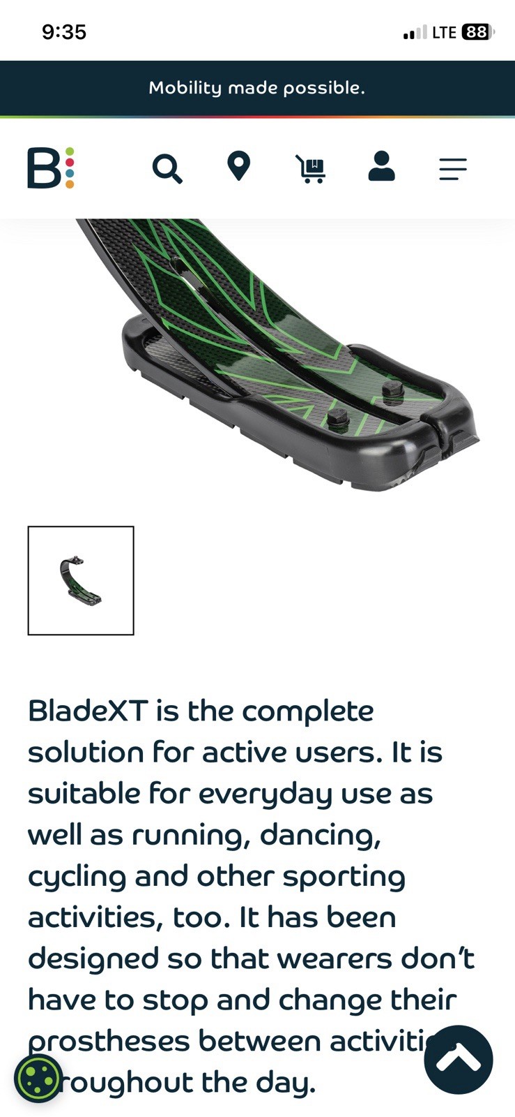Blatchford Blade XT Below Knee Prosthetic