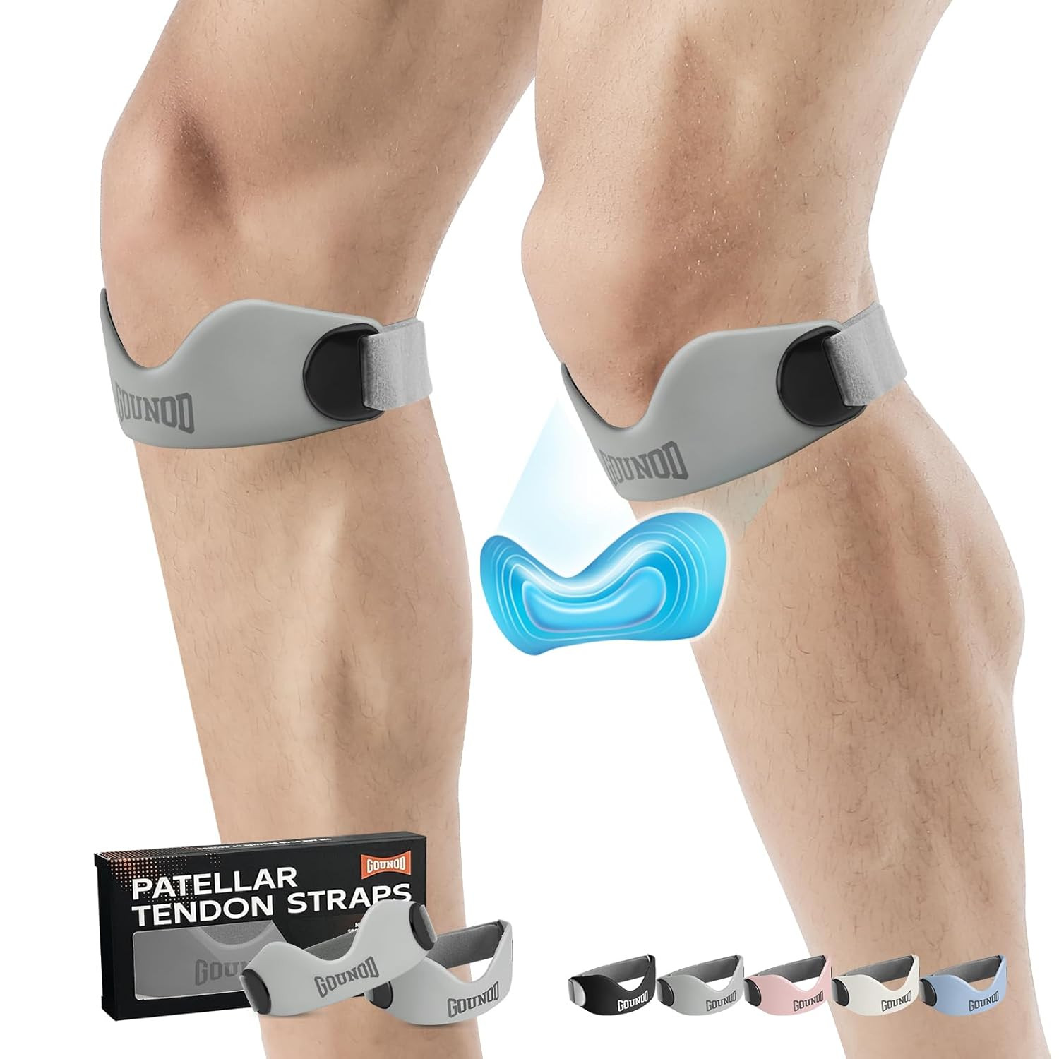 Silicone Patellar Tendon Support Strap 2 Pack,Knee Strap for Knee Pain Relief,Pa