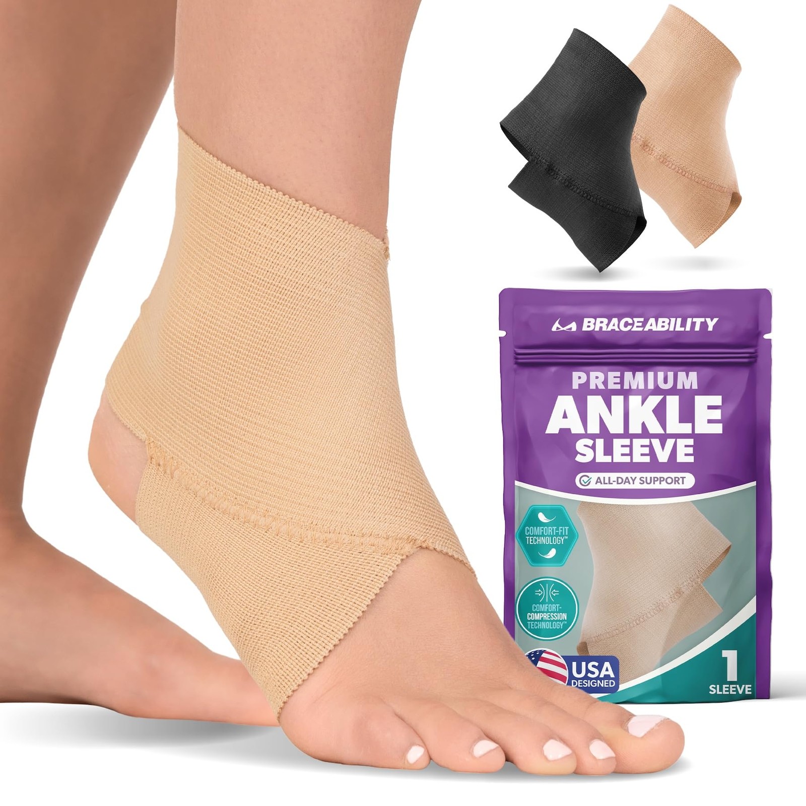 Elastic Ankle Support Brace – Lightweight Slip on Foot and Ankle Compression …