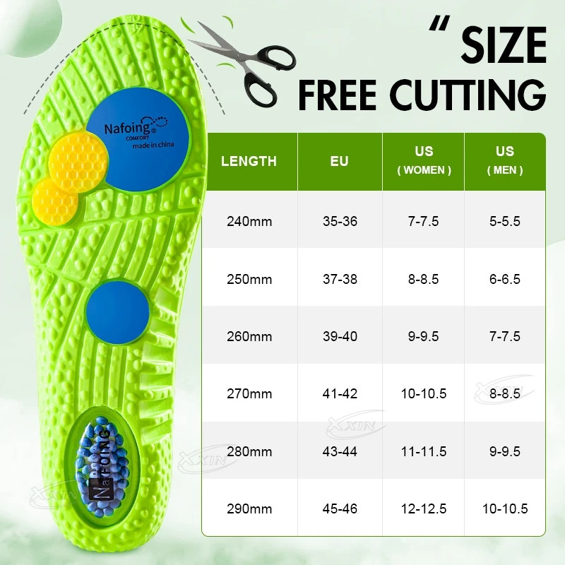 Sports Air Cushion High Elastic Running Insoles PU Shock-absorbing Soft Breathab