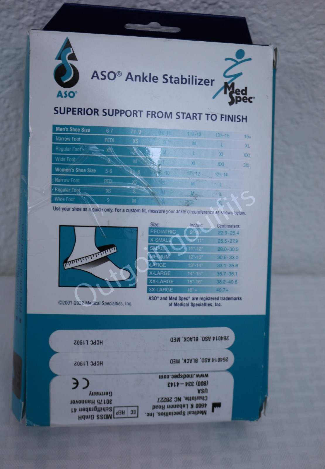 Med Spec ASO Ankle Stabilizer (Medium, Black) – Ankle Brace for Sprained Ankle