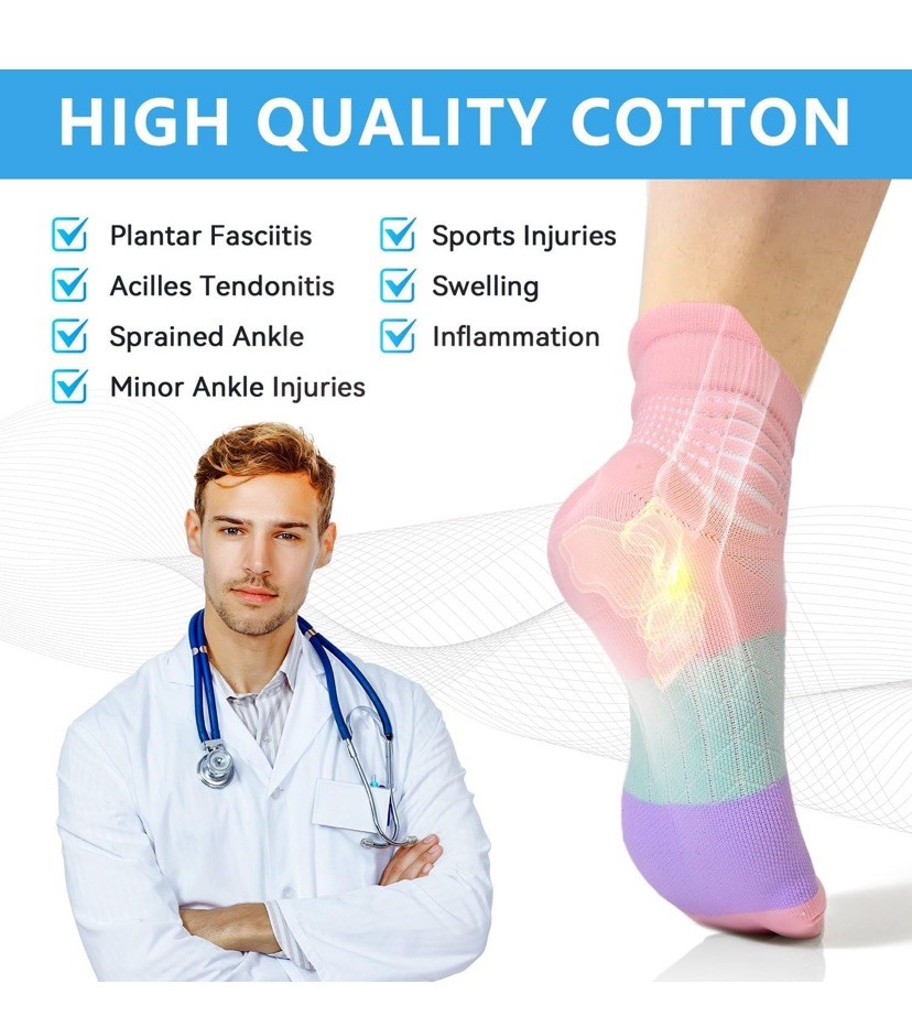IRAMY Compression Ankle Support Socks Women Running Socks Cushioned Athletic S