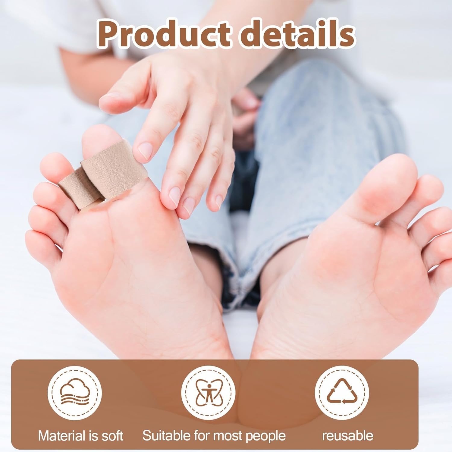 Broken Toe Wraps for Your Big Toes, 8 Pcs/Pack, Fabric Toe Splint Toe Cus