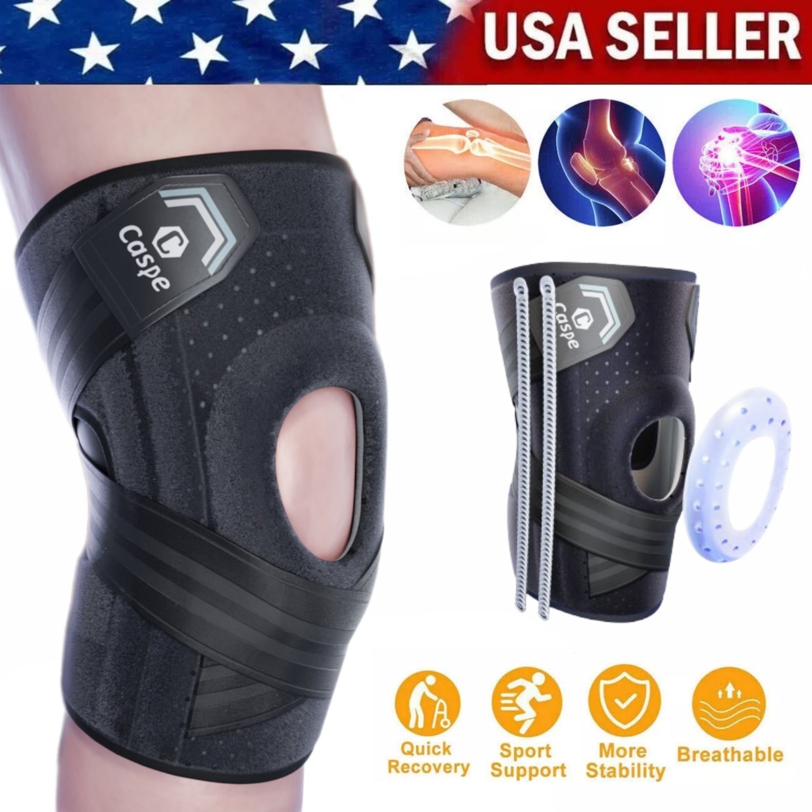 Knee Sleeve Compression Brace Support Meniscus Sport Joint Pain Arthritis Relief