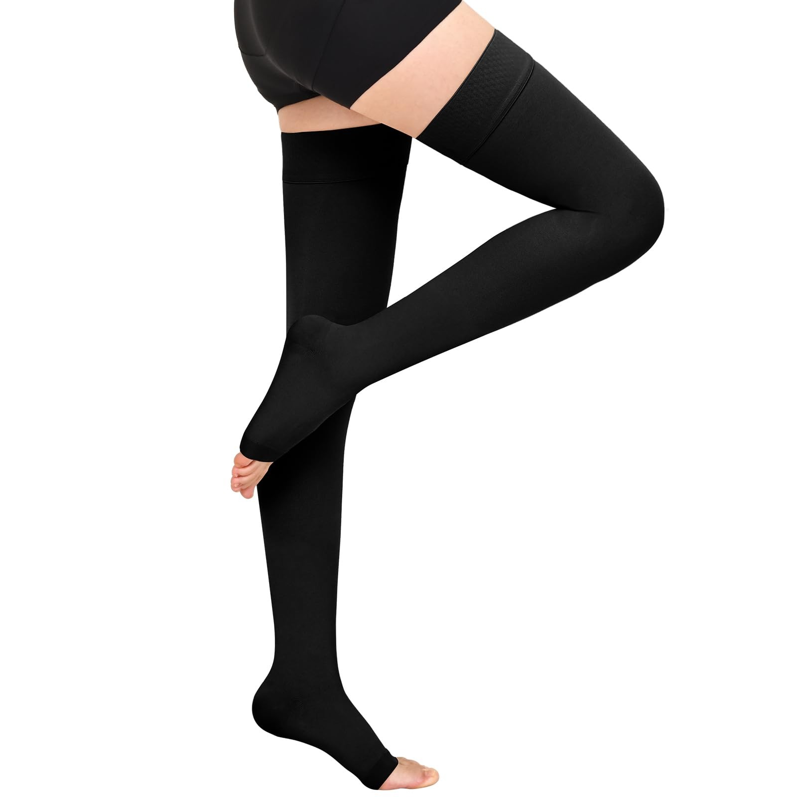 20-30 mmHg Compression Stockings for Women & Men, Open Toe Thigh High Medical…