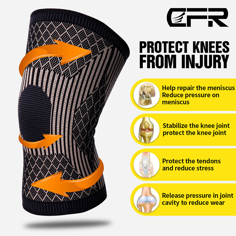 Copper Compression Knee Support Brace Joint Pain Arthritis Relief Sleeve Sport