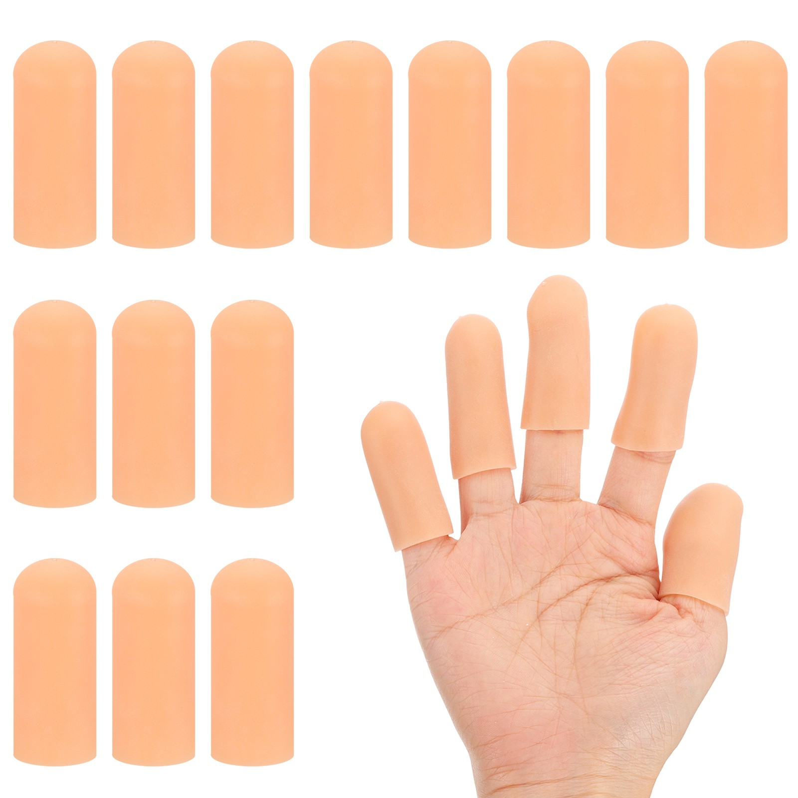 14 Pcs 2″x0.79″ Gel Finger Cots Silicone Finger Tip Protector Support Beige