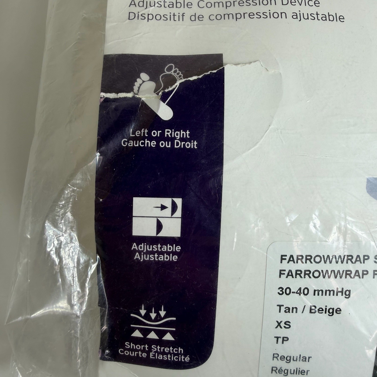 Jobst FarrowWrap Strong Footpiece Long X-Small Tan New 76646-04
