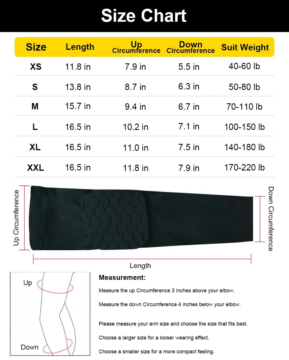 Elbow Compression Sleeve Padded Elbow Sleeve Volleyball Basketball Arm Pad