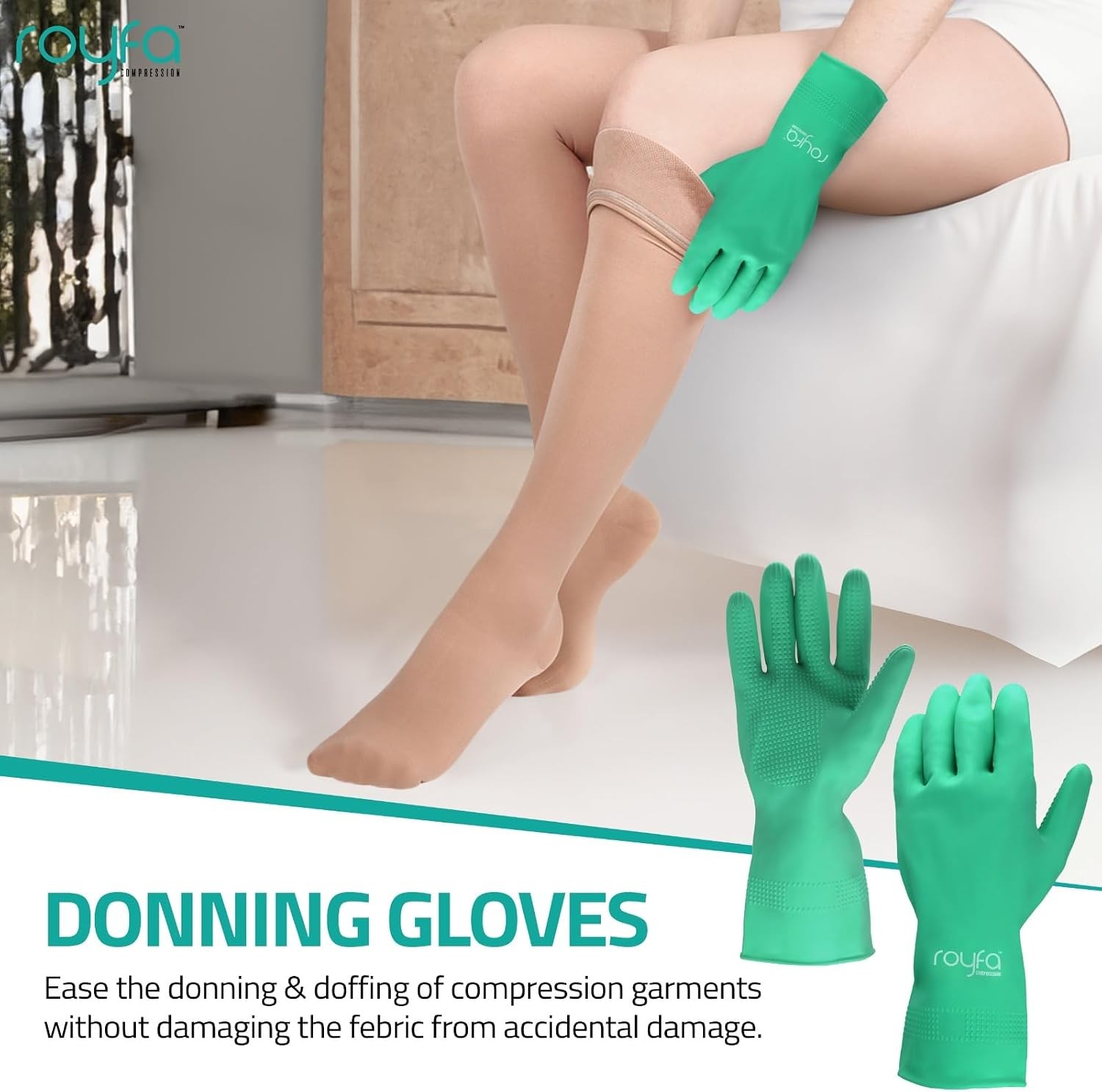 Donning Gloves for Compression Stockings – Gloves Universal Fit with Raised Ridg