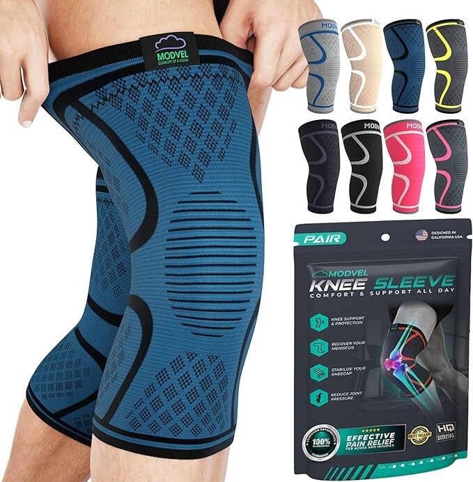 KNEE BRACE 2 Pack Modvel – Workout Compression Sleeve, Unisex, XL, choose color